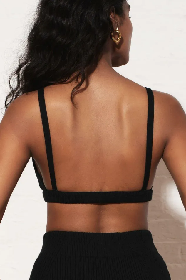 Shop Tops Mara Hoffman Cotton Kiko Bralette Black