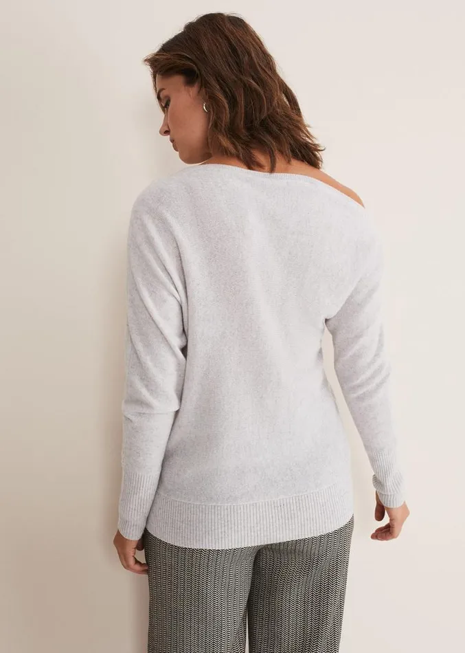 Sienna Wool Cashmere Asymmetric Jumper Mist Grey Women Phase Eight Knitwear