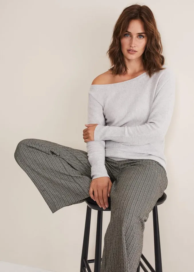 Sienna Wool Cashmere Asymmetric Jumper Mist Grey Women Phase Eight Knitwear