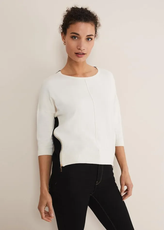 Skylar Colourblock Knit Blackivory Women Phase Eight Knitwear