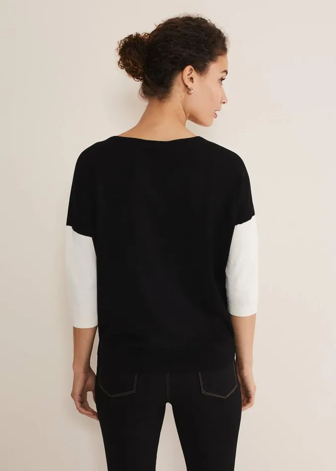 Skylar Colourblock Knit Blackivory Women Phase Eight Knitwear