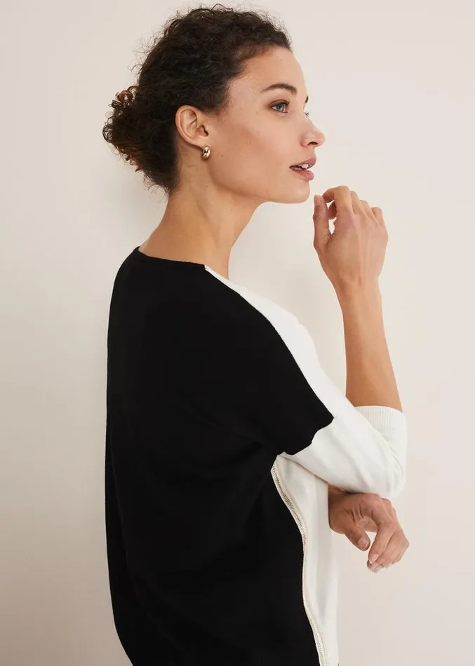 Skylar Colourblock Knit Blackivory Women Phase Eight Knitwear