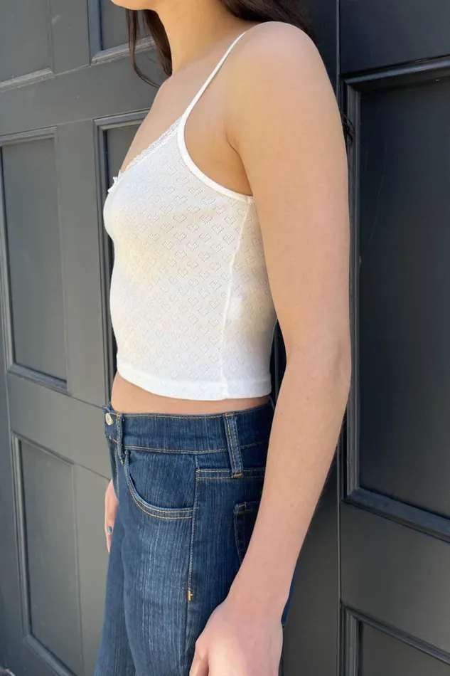 Skylar Lace Eyelet Tank Women Brandy Melville Tops