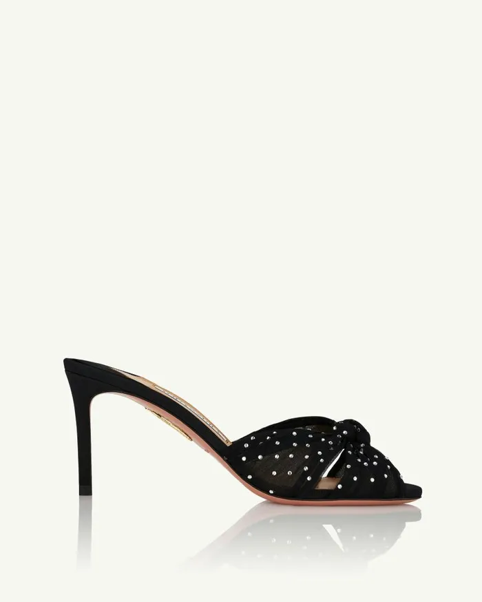 Slow Kisses Mule 75 Black Women Aquazzura Sandals Slow Kisses Mule 75 Black Women Aquazzura Sandals