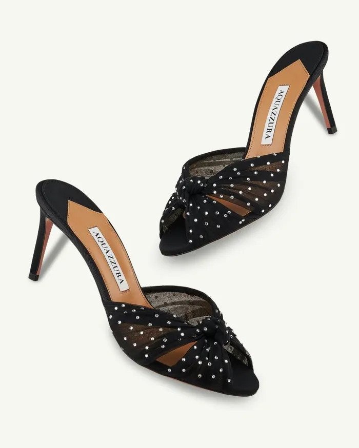 Slow Kisses Mule 75 Black Women Aquazzura Sandals Slow Kisses Mule 75 Black Women Aquazzura Sandals