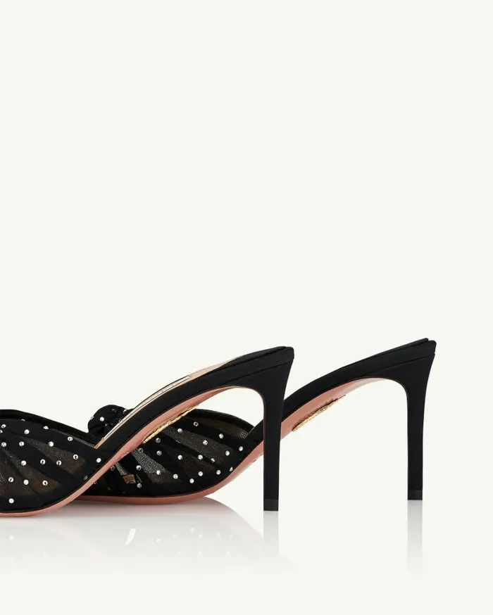 Slow Kisses Mule 75 Black Women Aquazzura Sandals Slow Kisses Mule 75 Black Women Aquazzura Sandals