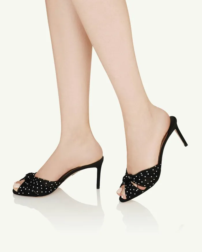 Slow Kisses Mule 75 Black Women Aquazzura Sandals Slow Kisses Mule 75 Black Women Aquazzura Sandals