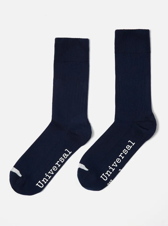 Socks Men Universal Works Universal Works 3 Pack Modal Sock In BlackNavyCumin Rib Knit