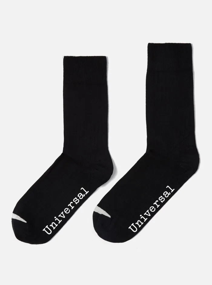 Socks Men Universal Works Universal Works 3 Pack Modal Sock In BlackNavyCumin Rib Knit