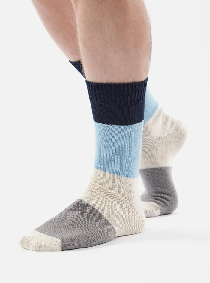 Socks Men Universal Works Universal Works Bold Stripe Sock In NavySky Cotton