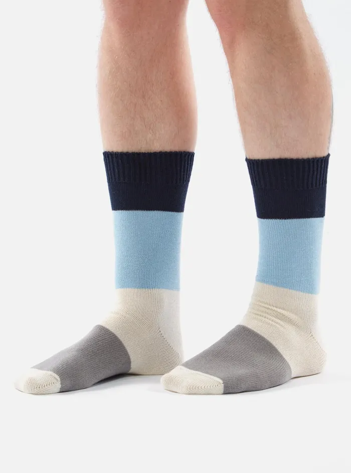 Socks Men Universal Works Universal Works Bold Stripe Sock In NavySky Cotton