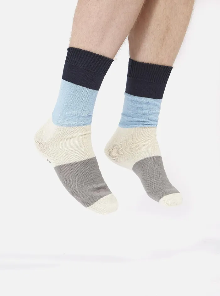 Socks Men Universal Works Universal Works Bold Stripe Sock In NavySky Cotton