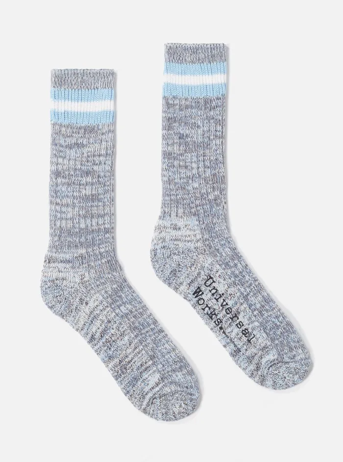 Socks Men Universal Works Universal Works Everyday Stripe Sock In Cornish Blue Cotton