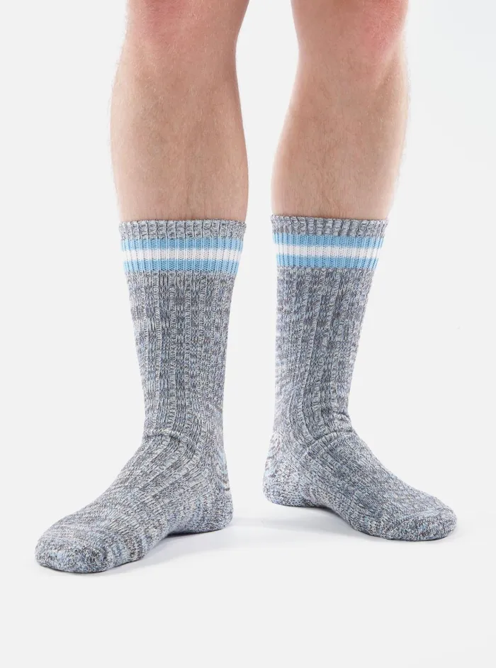 Socks Men Universal Works Universal Works Everyday Stripe Sock In Cornish Blue Cotton Socks Men Universal Works Universal Works Everyday Stripe Sock In Cornish Blue Cotton