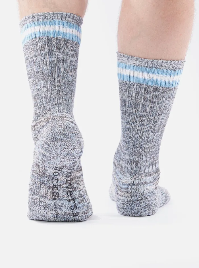 Socks Men Universal Works Universal Works Everyday Stripe Sock In Cornish Blue Cotton Socks Men Universal Works Universal Works Everyday Stripe Sock In Cornish Blue Cotton