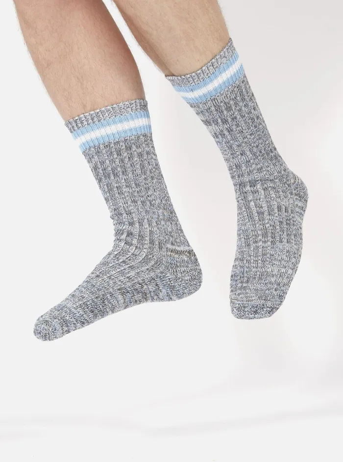 Socks Men Universal Works Universal Works Everyday Stripe Sock In Cornish Blue Cotton Socks Men Universal Works Universal Works Everyday Stripe Sock In Cornish Blue Cotton