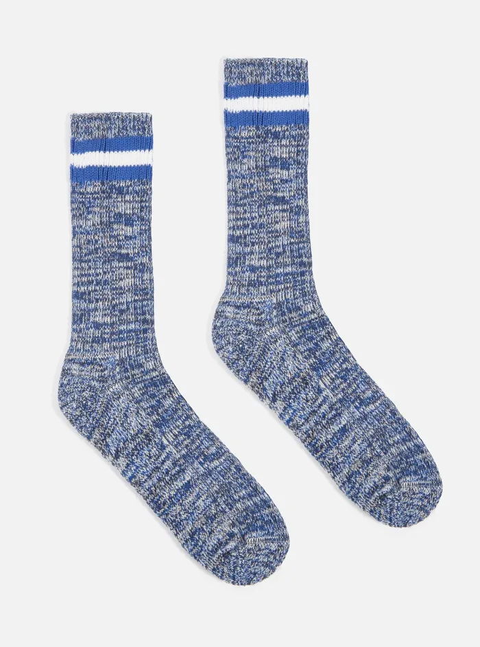 Socks Men Universal Works Universal Works Everyday Stripe Sock In Navy Cotton