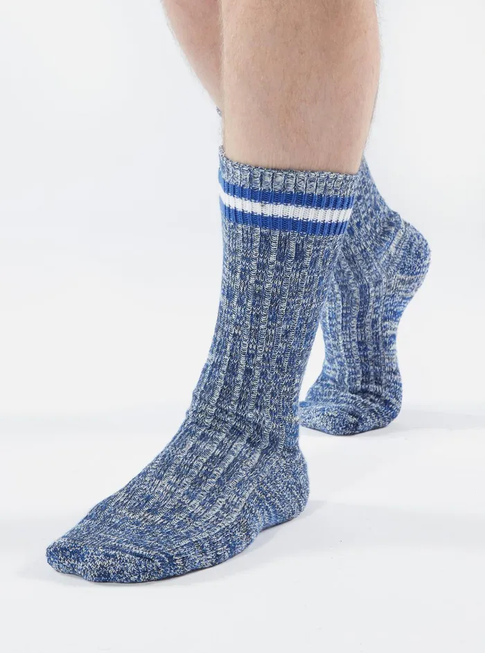 Socks Men Universal Works Universal Works Everyday Stripe Sock In Navy Cotton Socks Men Universal Works Universal Works Everyday Stripe Sock In Navy Cotton