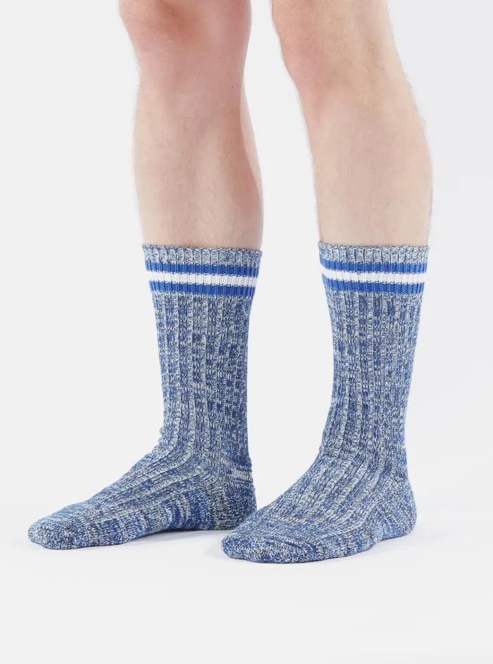 Socks Men Universal Works Universal Works Everyday Stripe Sock In Navy Cotton Socks Men Universal Works Universal Works Everyday Stripe Sock In Navy Cotton