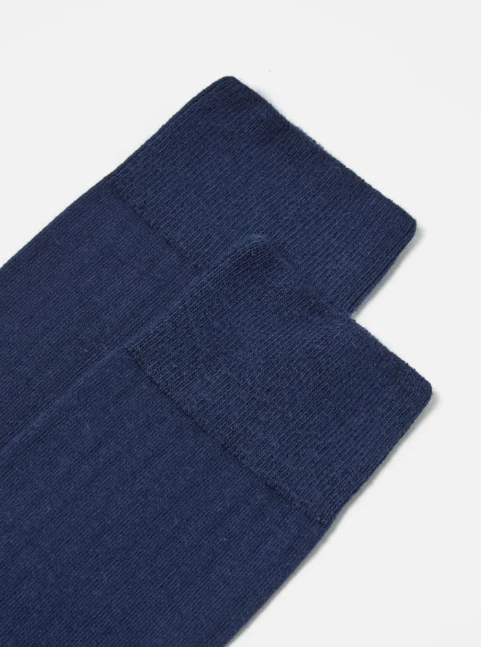 Socks Men Universal Works Universal Works Modal Sock In Navy Rib Knit