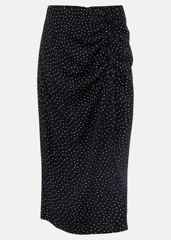 Spot Print Midi Ruched Skirt Blackwhite Women Phase Eight Skirts