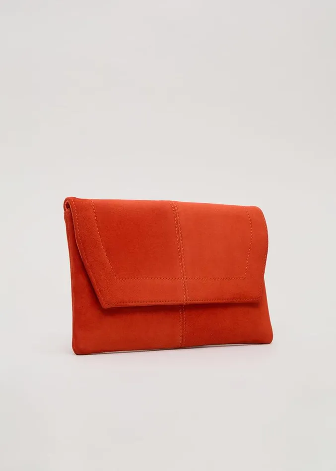 Square Suede Clutch Red Women Phase Eight Bags and Clutches