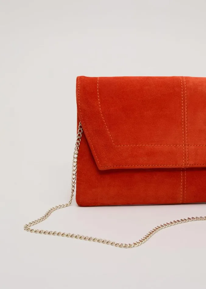 Square Suede Clutch Red Women Phase Eight Bags and Clutches