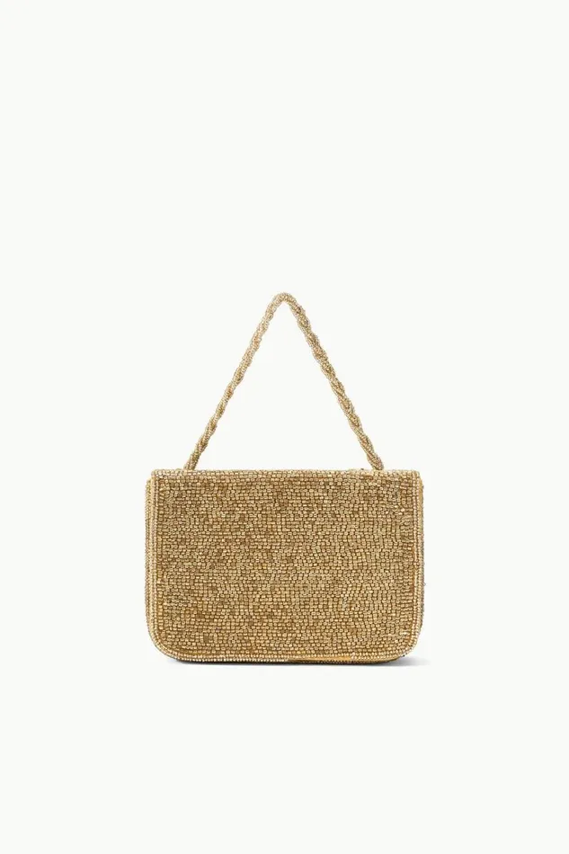 STAUD Beaded Women STAUD CARMEN BEADED BOX BAG GOLD