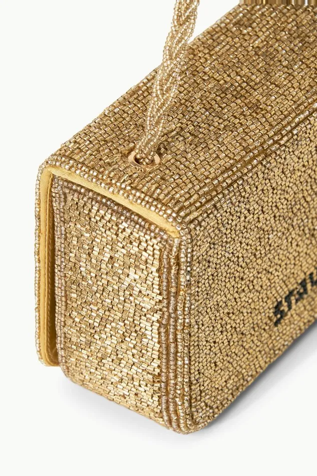 STAUD Beaded Women STAUD CARMEN BEADED BOX BAG GOLD