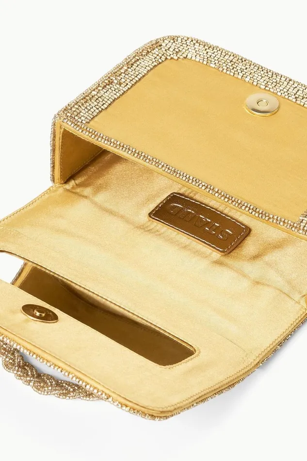 STAUD Beaded Women STAUD CARMEN BEADED BOX BAG GOLD