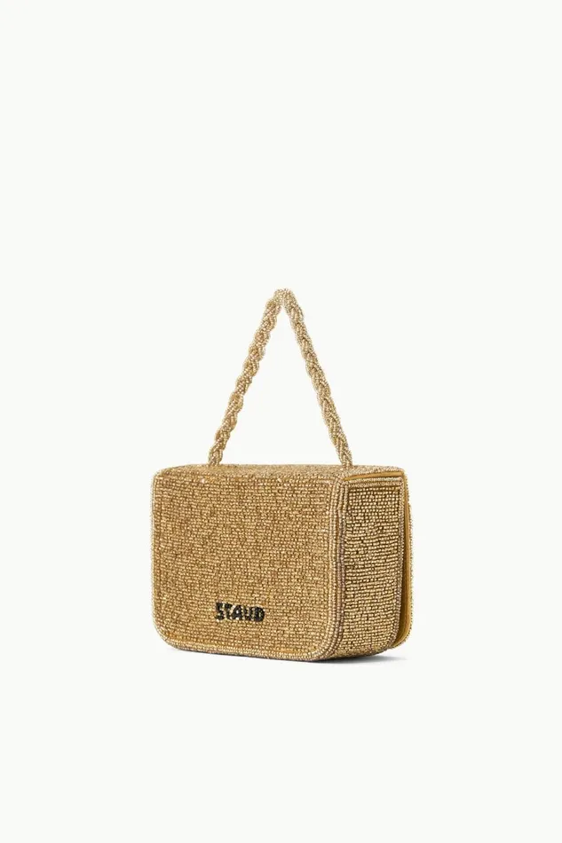 STAUD Beaded Women STAUD CARMEN BEADED BOX BAG GOLD