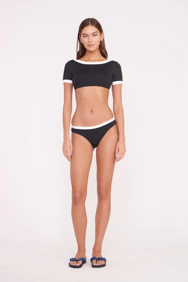 STAUD Bikinis Women STAUD LILY SHORT SLEEVE BIKINI TOP BLACK WHITE STAUD Bikinis Women STAUD LILY SHORT SLEEVE BIKINI TOP BLACK WHITE