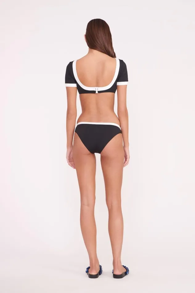 STAUD Bikinis Women STAUD LILY SHORT SLEEVE BIKINI TOP BLACK WHITE STAUD Bikinis Women STAUD LILY SHORT SLEEVE BIKINI TOP BLACK WHITE