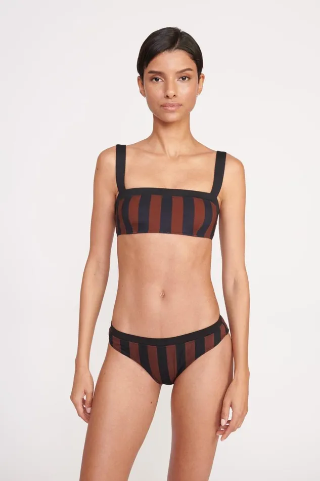 STAUD Bikinis Women STAUD LIV BIKINI TOP BLACK TAN SEASHORE STRIPE