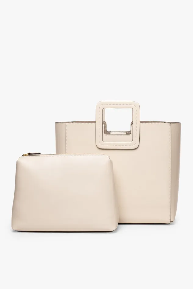 STAUD Crossbody Women STAUD SHIRLEY LEATHER TOTE BAG CREAM STAUD Crossbody Women STAUD SHIRLEY LEATHER TOTE BAG CREAM