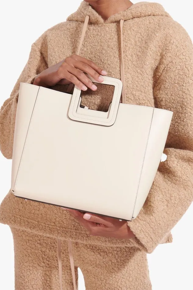 STAUD Crossbody Women STAUD SHIRLEY LEATHER TOTE BAG CREAM STAUD Crossbody Women STAUD SHIRLEY LEATHER TOTE BAG CREAM