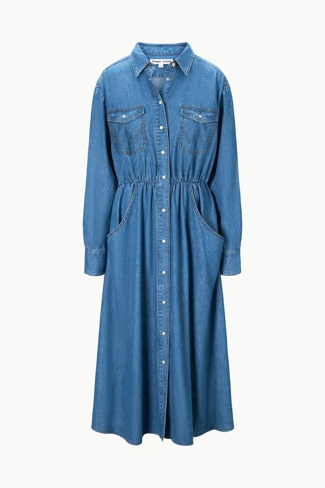 STAUD Denim Women STAUD WRANGLER THE MIDI SHIRT DRESS