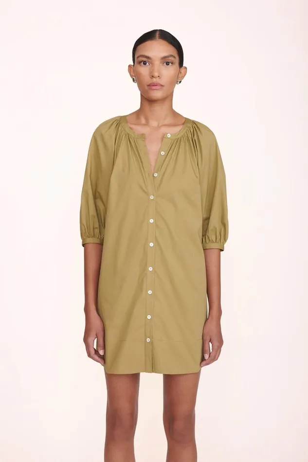 STAUD Dresses Women MINI VINCENT DRESS KHAKI STAUD Dresses Women MINI VINCENT DRESS KHAKI