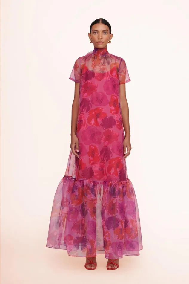 STAUD Dresses Women STAUD CALLUNA DRESS MAGENTA PAINTED FLORAL