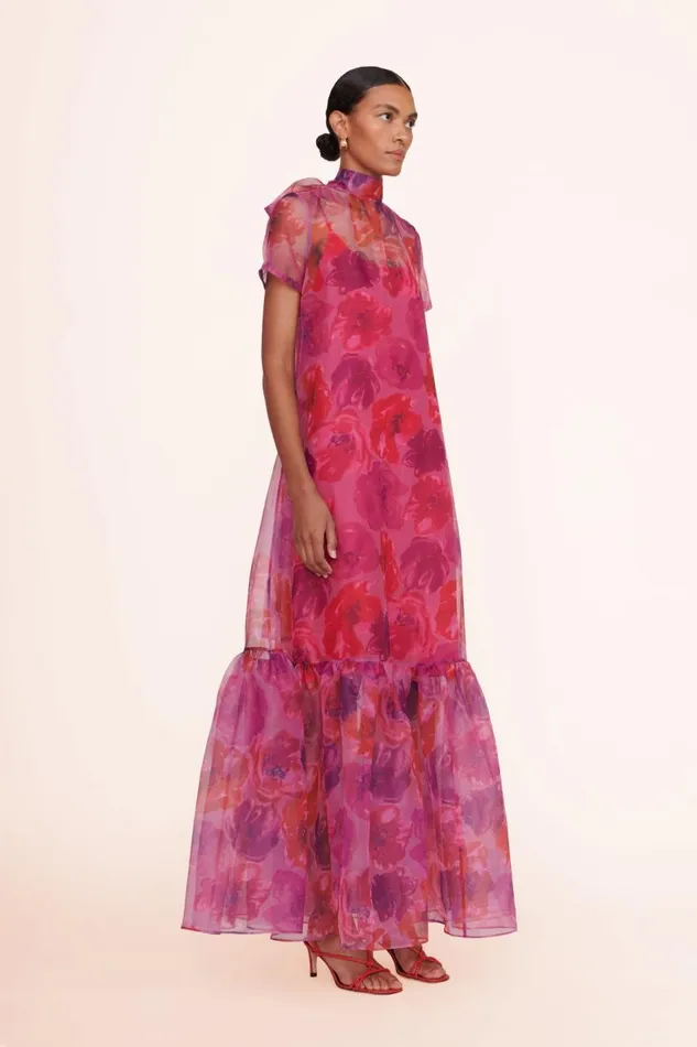 STAUD Dresses Women STAUD CALLUNA DRESS MAGENTA PAINTED FLORAL STAUD Dresses Women STAUD CALLUNA DRESS MAGENTA PAINTED FLORAL