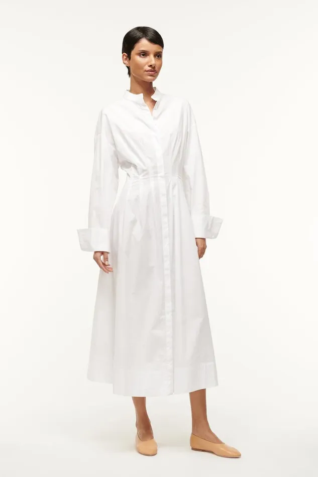 STAUD Dresses Women STAUD MIDI LORENZA DRESS WHITE STAUD Dresses Women STAUD MIDI LORENZA DRESS WHITE
