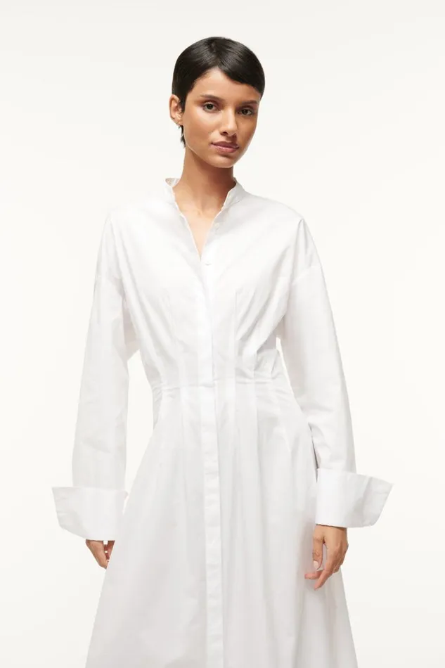 STAUD Dresses Women STAUD MIDI LORENZA DRESS WHITE STAUD Dresses Women STAUD MIDI LORENZA DRESS WHITE