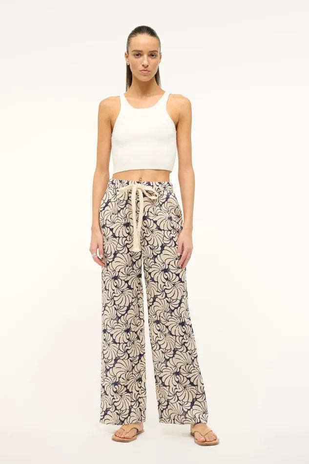 STAUD Pants and Shorts Women STAUD ALIZE PANT NAVY SCALLOP BLOCK PRINT