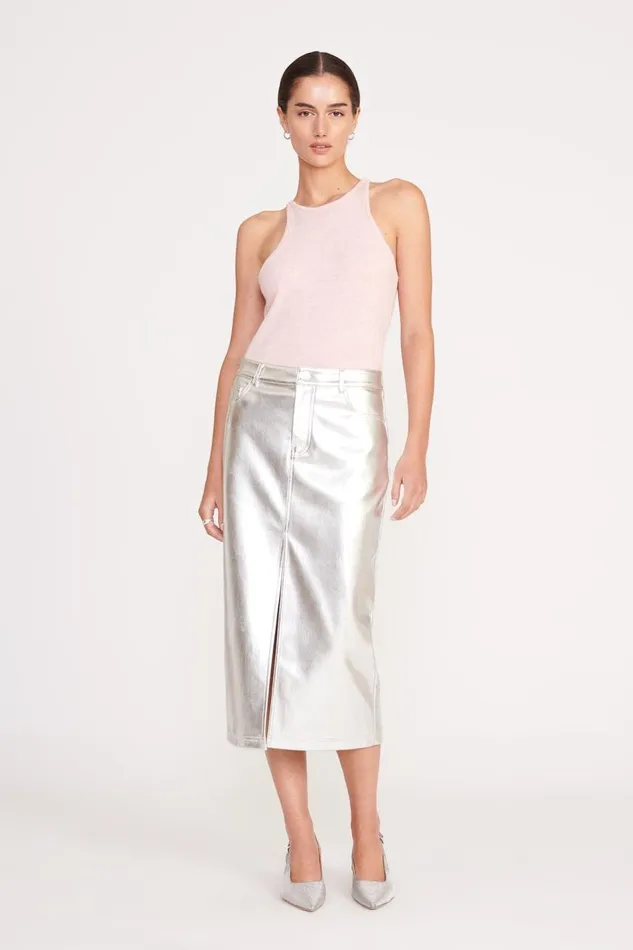 STAUD Skirts Women STAUD OAKLYN SKIRT SILVER