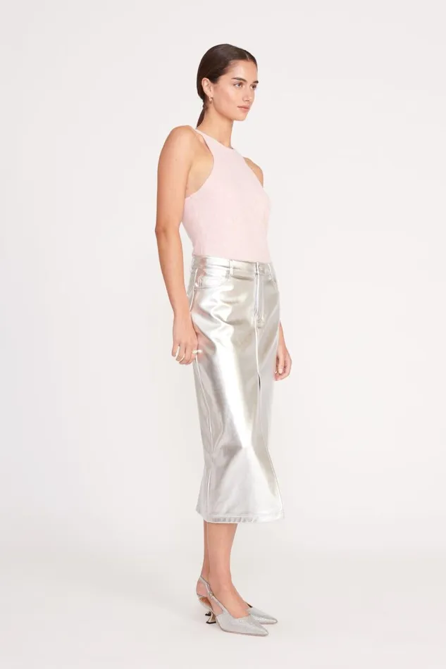 STAUD Skirts Women STAUD OAKLYN SKIRT SILVER STAUD Skirts Women STAUD OAKLYN SKIRT SILVER