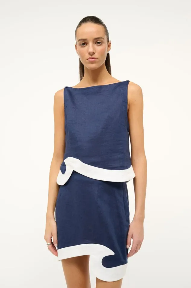 STAUD Tops Women STAUD RAPHAEL TOP NAVY WHITE