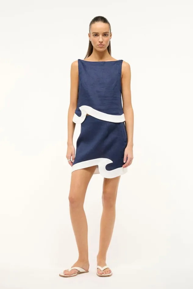 STAUD Tops Women STAUD RAPHAEL TOP NAVY WHITE