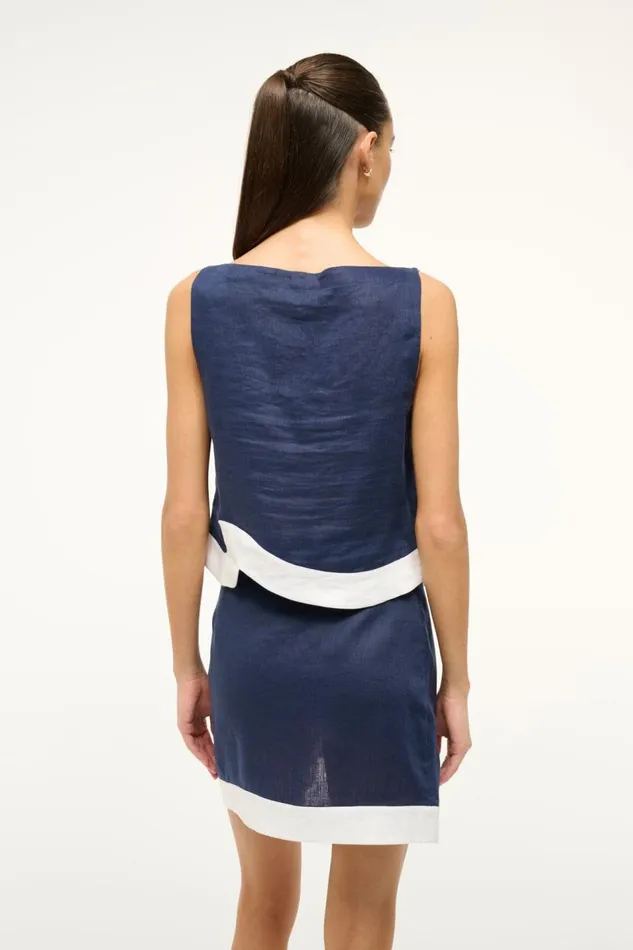 STAUD Tops Women STAUD RAPHAEL TOP NAVY WHITE