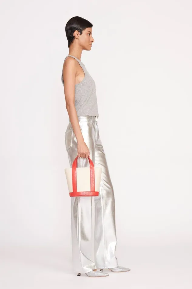 STAUD Totes Women STAUD CUSTOM MONOGRAM ALLORA MINI TOTE CREAM RED ROSE STAUD Totes Women STAUD CUSTOM MONOGRAM ALLORA MINI TOTE CREAM RED ROSE
