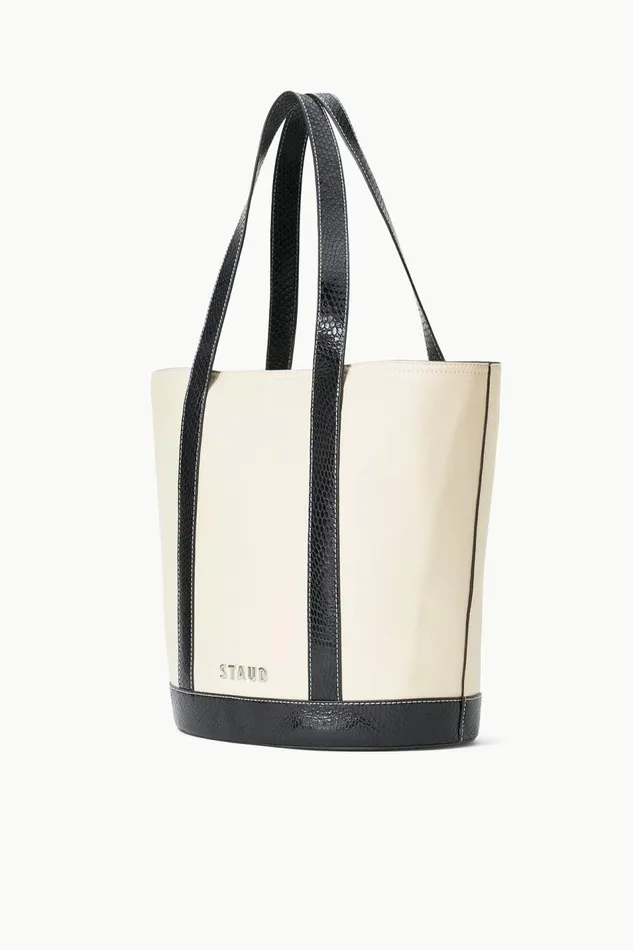 STAUD Totes Women STAUD CUSTOM MONOGRAM ALLORA TOTE CREAM BLACK STAUD Totes Women STAUD CUSTOM MONOGRAM ALLORA TOTE CREAM BLACK